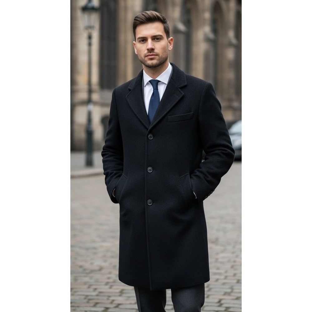 Vintage Menswear Overcoat Made in Yugoslavia Classic 60s Black Cashmere Size S?